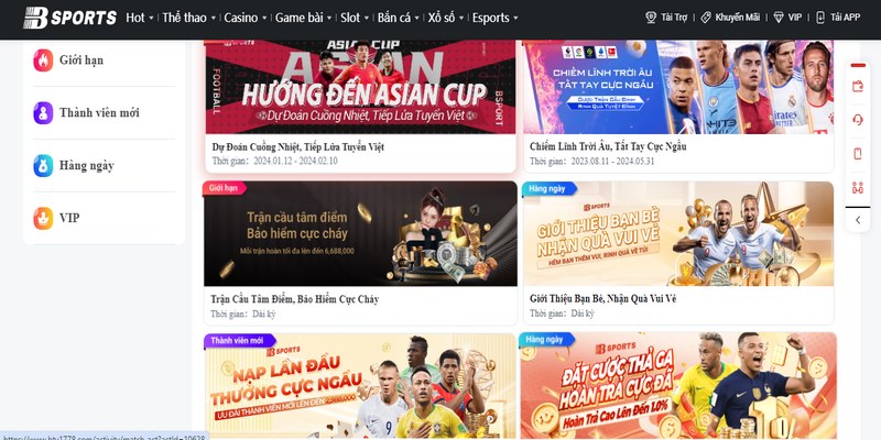 Bsport mang đến khuyến mãi và ưu đãi đa dạng vô cùng hấp dẫn