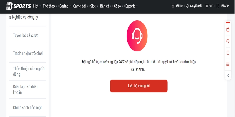 Liên hệ Bsport thông qua chat trực tuyến một cách thuận lợi